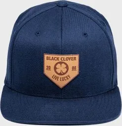 Rawlings Black Clover Leather Patch Flat Bill Hat